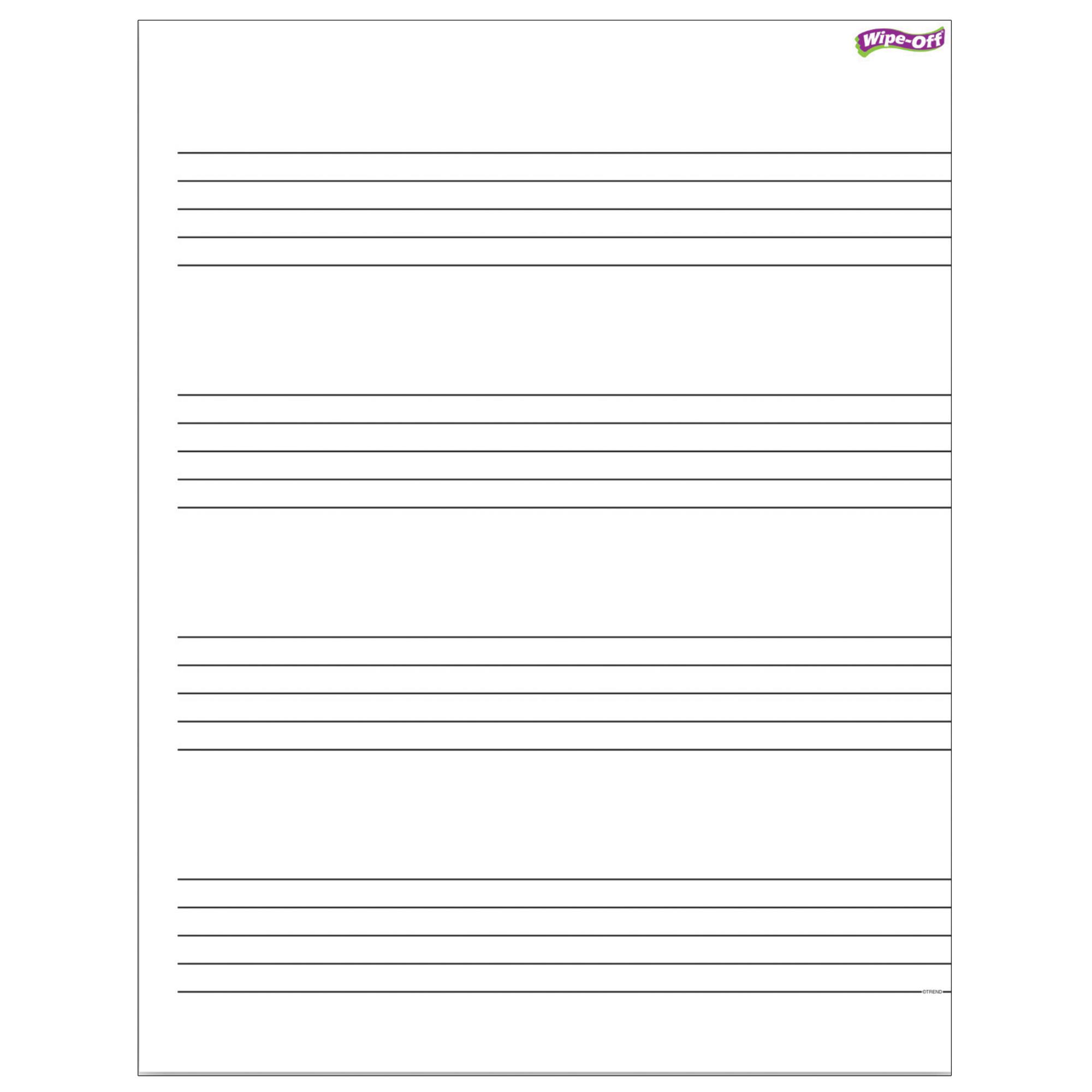 Music Staff Paper Wipe-Off® Chart, 17" x 22", 6 Pack